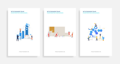 set of business teams constructing mechanisms vector image