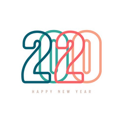 Colorful happy new year 2020 text design vector