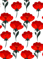 naive pattern with red poppies in a row vector image
