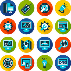 seo and internet optimization flat icon set vector image