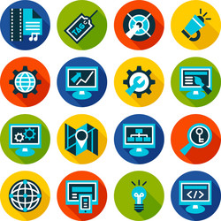 seo and internet optimization flat icon set vector