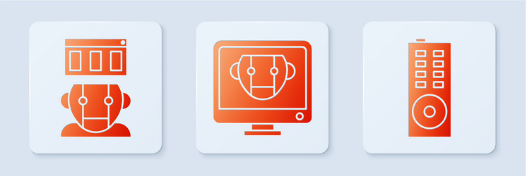 set bot robot and remote control white square vector image