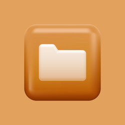simple orange folder icon 3d file manager button vector image