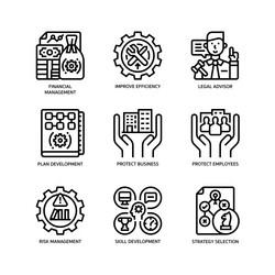 business continuity plan icons set vector