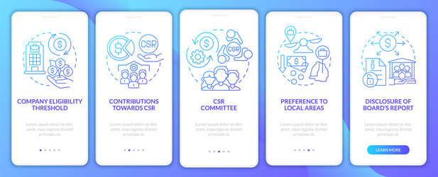csr basics blue gradient onboarding mobile app vector image
