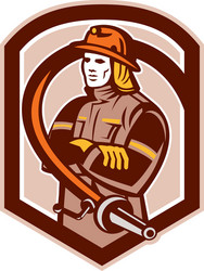 fireman firefighter folding arms circle retro Vector Image