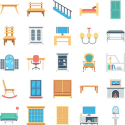 Furniture colored icons 7 vector