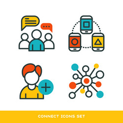 thin lines connection icons outline set of big vector image