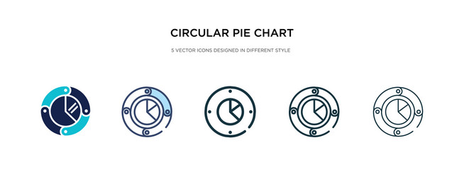 circular pie chart icon in different style two vector image
