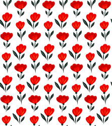 ditsy pattern with red poppies in a row vector image