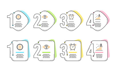 quiz test calculator target and alarm clock icons vector image