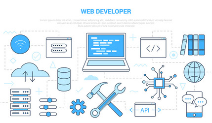 web website developer concept with icon set vector image