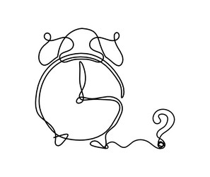 Abstract clock with question mark as line drawing vector