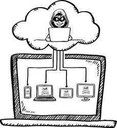 Hacker Attacking Cloud Network vector image