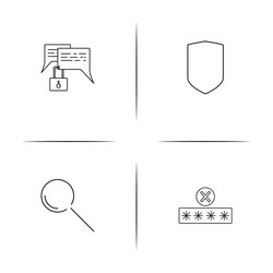 internet security simple linear icons set vector image