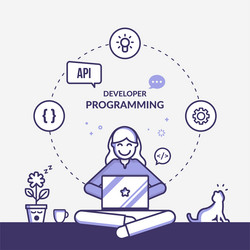 outline software development programmer coding vector image