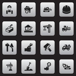 Set of 16 editable structure icons includes vector