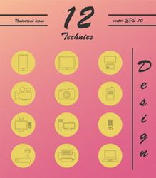 unique thin line icons set of computer hardware vector image
