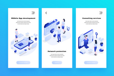 web banners templates set with isometric vector image