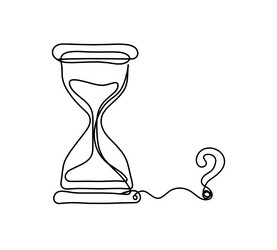 Abstract clock with question mark as line drawing vector