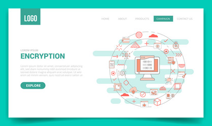 encryption concept with circle icon for website vector