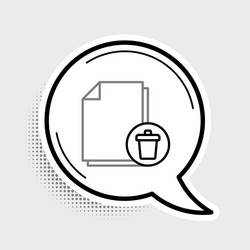 line delete file document icon isolated on grey vector image