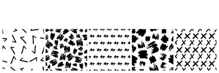 set of seamless patterns with scribble smears vector image