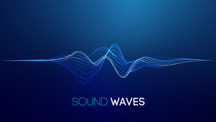 sound waves on blue background curve radio wave vector image
