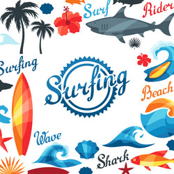 background with surfing design elements vector image