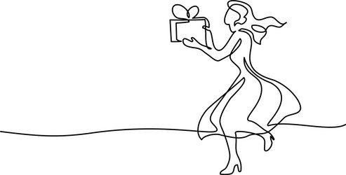 beautiful woman with box gift Vector Image