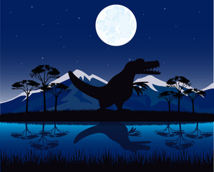 Dinosaur in nature background Royalty Free Vector Image