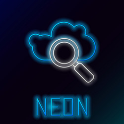 Glowing neon line search cloud computing icon vector