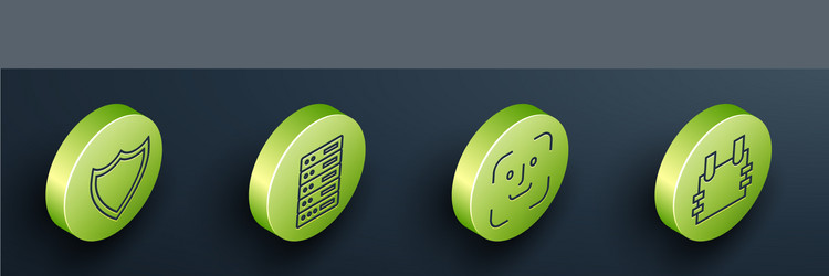 set isometric shield server data web hosting vector image