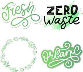 zero waste lettering text eco green vector