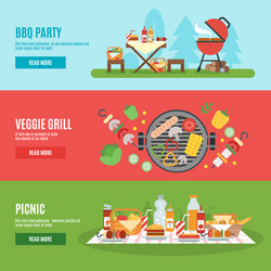 Bbq party banner set vector