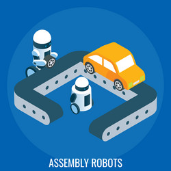 car factory automated line assembly robots vector