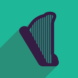 flat web icon with long shadow harp vector image