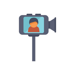 man taking selfie using mobile phone vector image