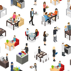 cafe 3d seamless pattern background isometric view vector