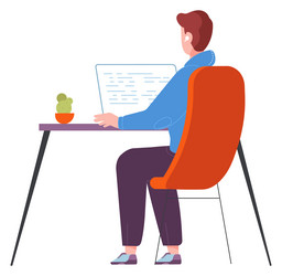man looking on code computer screen programmer vector image