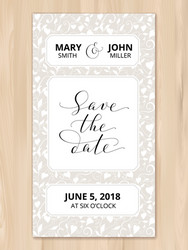 save the date card with hearts pattern background vector image