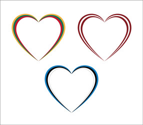 set of three hearts in lithuanian latvian vector image