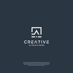 abstract initials a with square logo design vector image