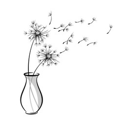 dandelion bouquet in vase vector