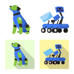 design of robot and factory sign set vector image