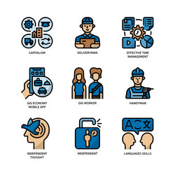 gig economy icons set vector