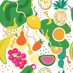 groovy seamless fruit pattern juicy pear grape vector image