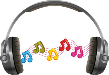 headphone with music notes on white background vector image
