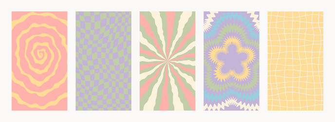 retro pattern set abstract psychedelic groovy vector image