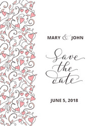 save the date card with hearts pattern background vector image